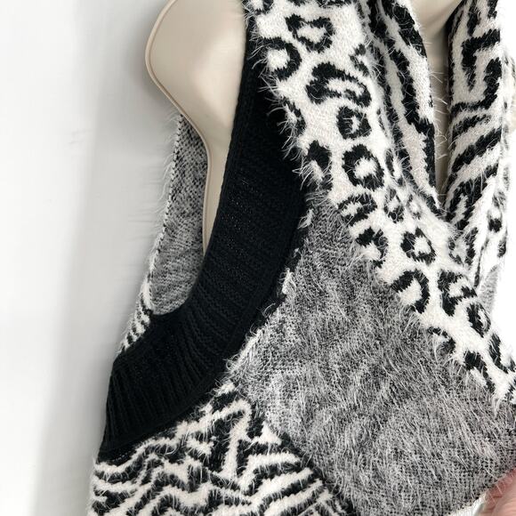 Spense NWT Women's Open Front Leopard Print Sweater SZ Petite XL Ivory Black - Picture 2 of 8
